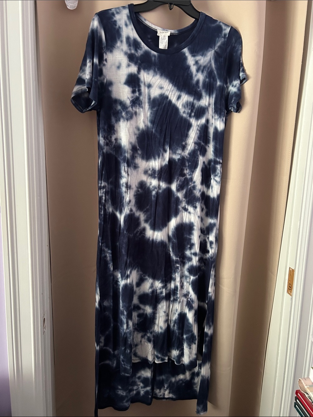 Caution To The Wind Navy and White Tie-Dye Maxi Dress